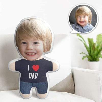 Custom Face Pillow Cute I Love Dad Minime Personalized Photo Minime Pillow Gifts - makephotopuzzleuk