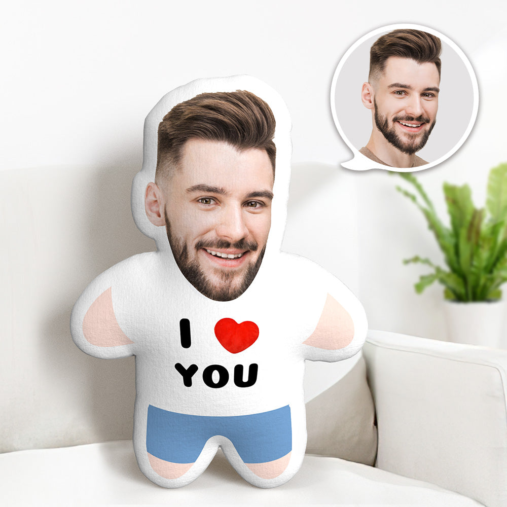 Christmas Gift custom Body Pillow I LOVE YOU Minime Throw Pillow Custom Face Teddy Personalized Photo Minime Pillow