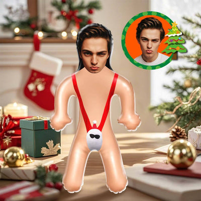 Personalized Sexy Santa Mankini Blow Up Doll Custom Face Air Minime Doll Funny Inflatable Doll Christmas Gift - mysiliconefoodbag