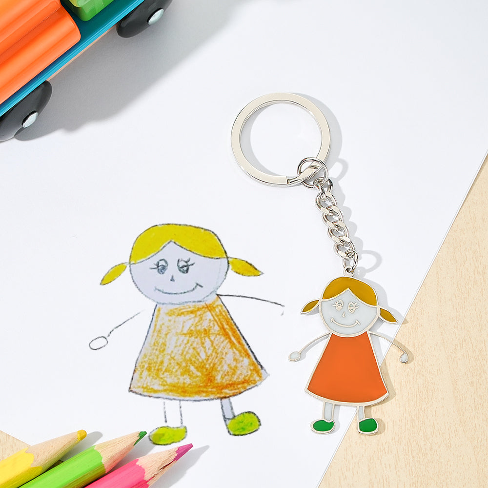 Custom Keychain from Drawing Turn Lovely Children's Drawing into Personalized Keychain