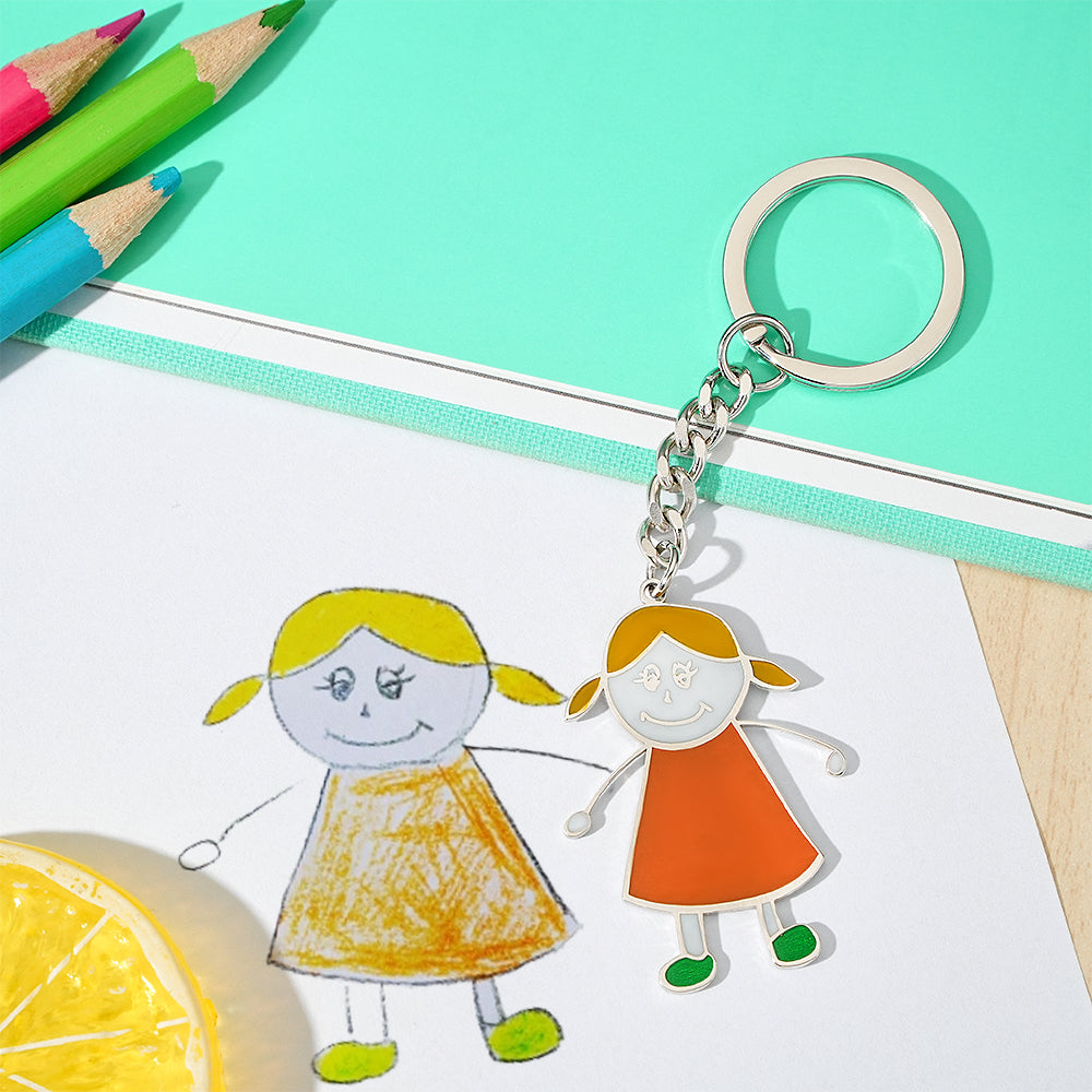 Custom Keychain from Drawing Turn Lovely Children's Drawing into Personalized Keychain