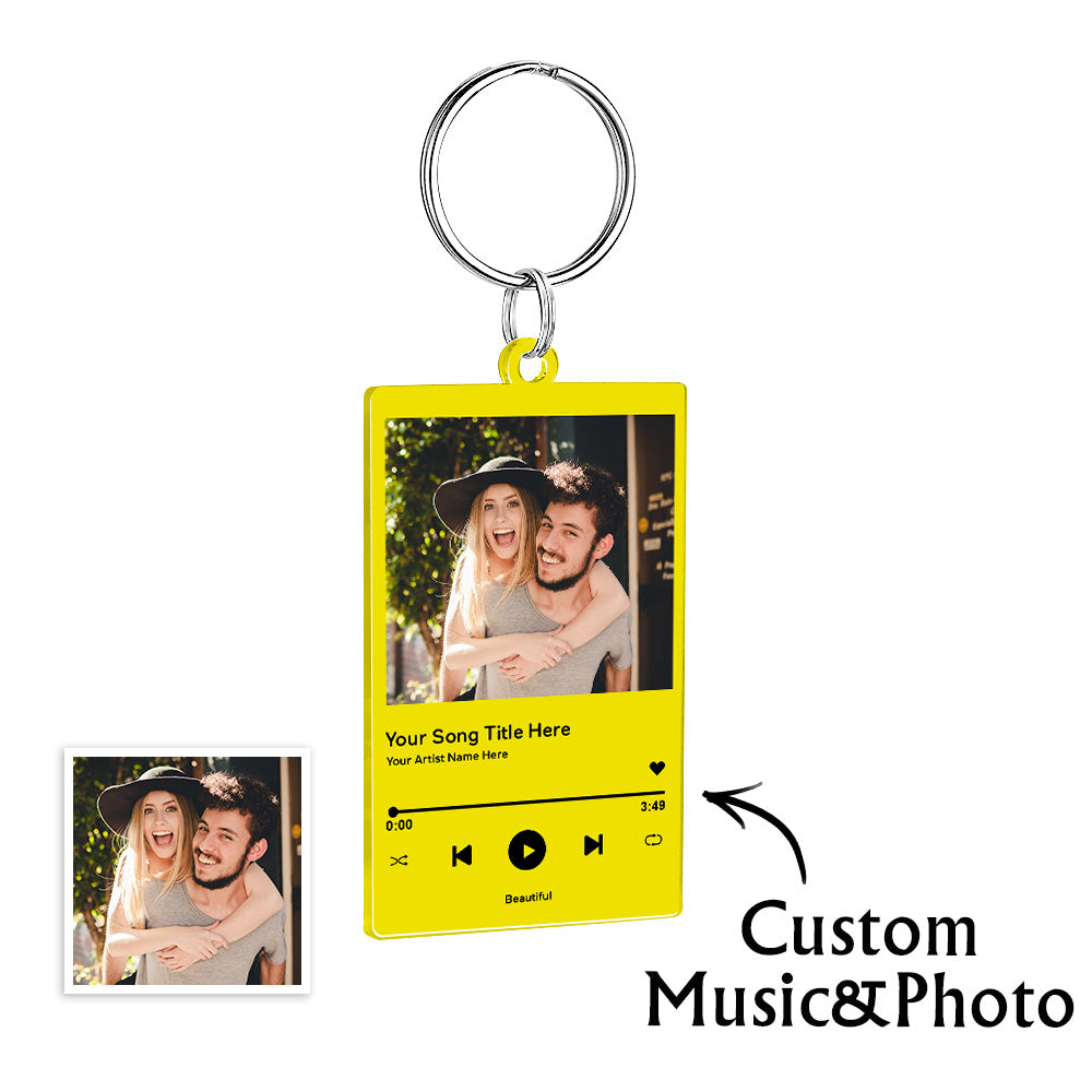 Custom Acrylic Musci Keychain Photo and Text Acrylic Keychain Creative Gifts Christmas Gift Keychain