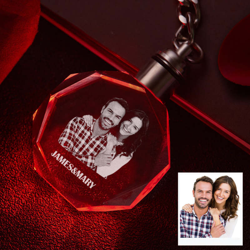 Custom Photo Crystal Keychain Anniversary Couple Keepsake Crystal Keychain Photo Gifts