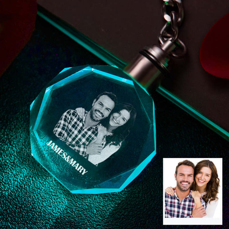 Custom Photo Crystal Keychain Anniversary Couple Keepsake Crystal Keychain Photo Gifts