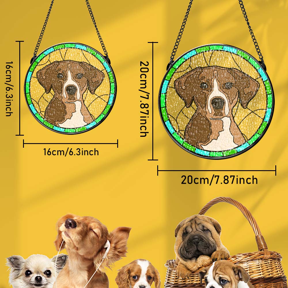 Personalized Pet Portrait Stained Glass Suncatcher Memorial Gift for Pet Lovers