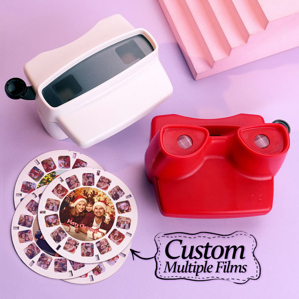 Custom 3D Viewfinder and Reel – Personalized Christmas Gift with your own photos Text and Photo Viewer Multiple Films Available Red Viewfinder