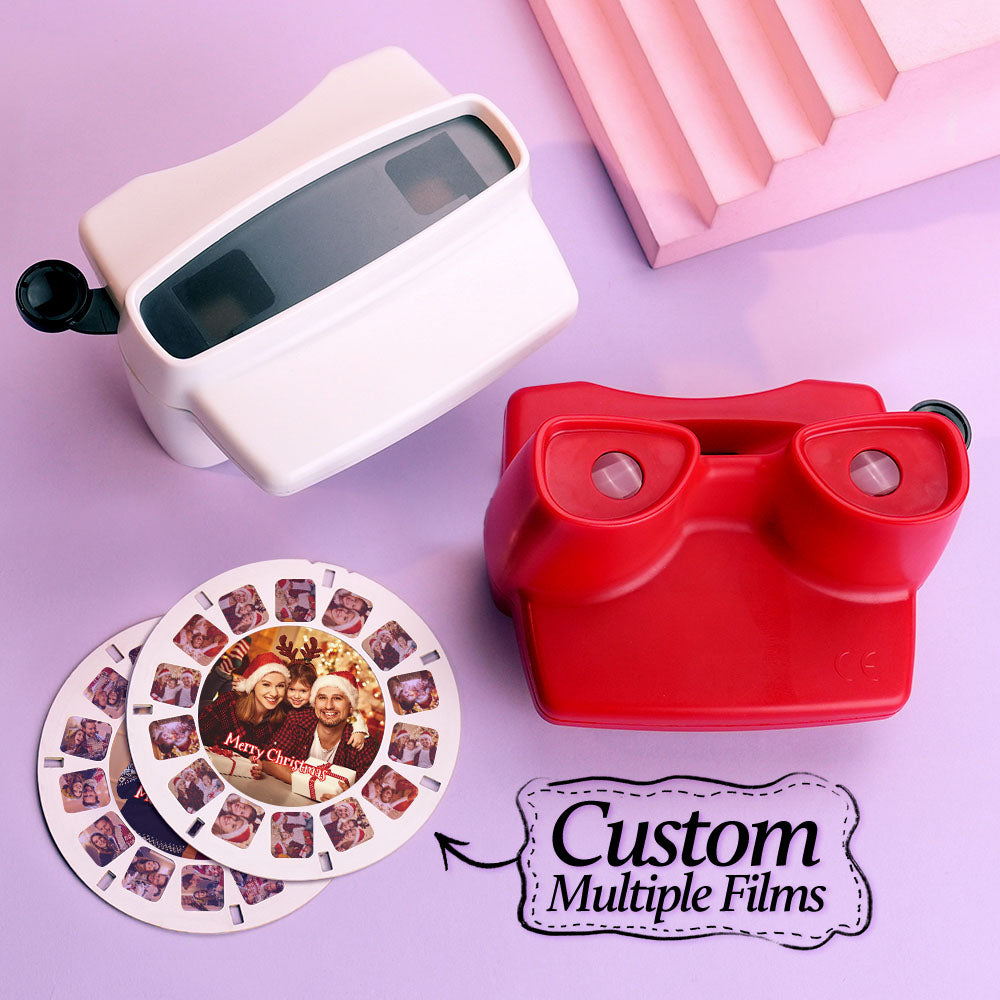 Custom 3D Viewfinder and Reel – Personalized Christmas Gift with your own photos Text and Photo Viewer Multiple Films Available Red Viewfinder