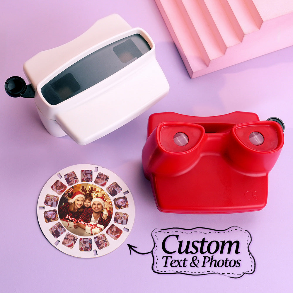 Custom 3D Viewfinder and Reel – Personalized Christmas Gift with your own photos Text and Photo Viewer Multiple Films Available Red Viewfinder