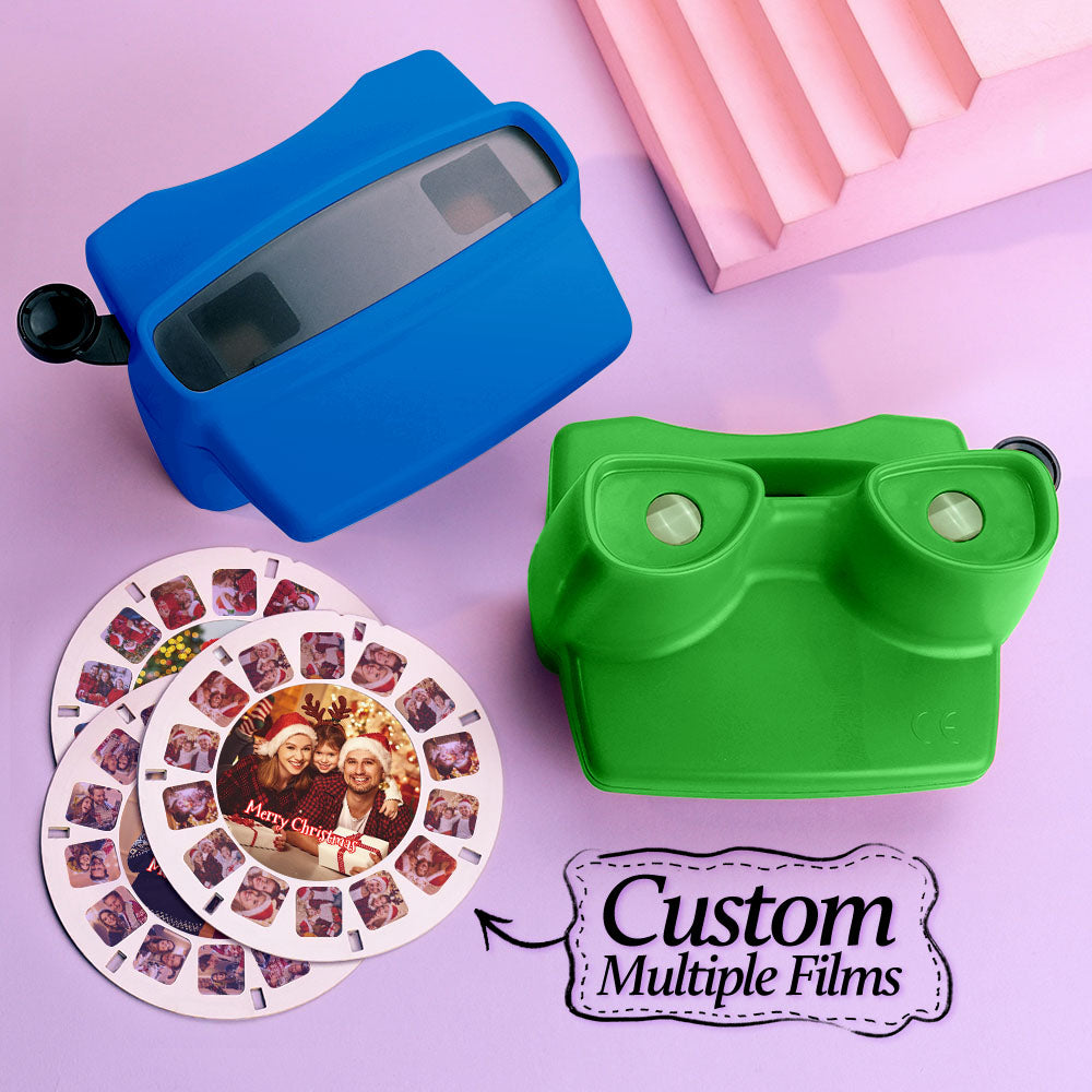 Custom Green 3D Viewfinder and Reel – Personalized Christmas Gift with your own photos Text and Photo Viewer Multiple Films Available Gifts For Family