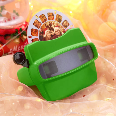 Custom Green 3D Viewfinder and Reel – Personalized Christmas Gift with your own photos Text and Photo Viewer Multiple Films Available Gifts For Family - mysiliconefoodbag