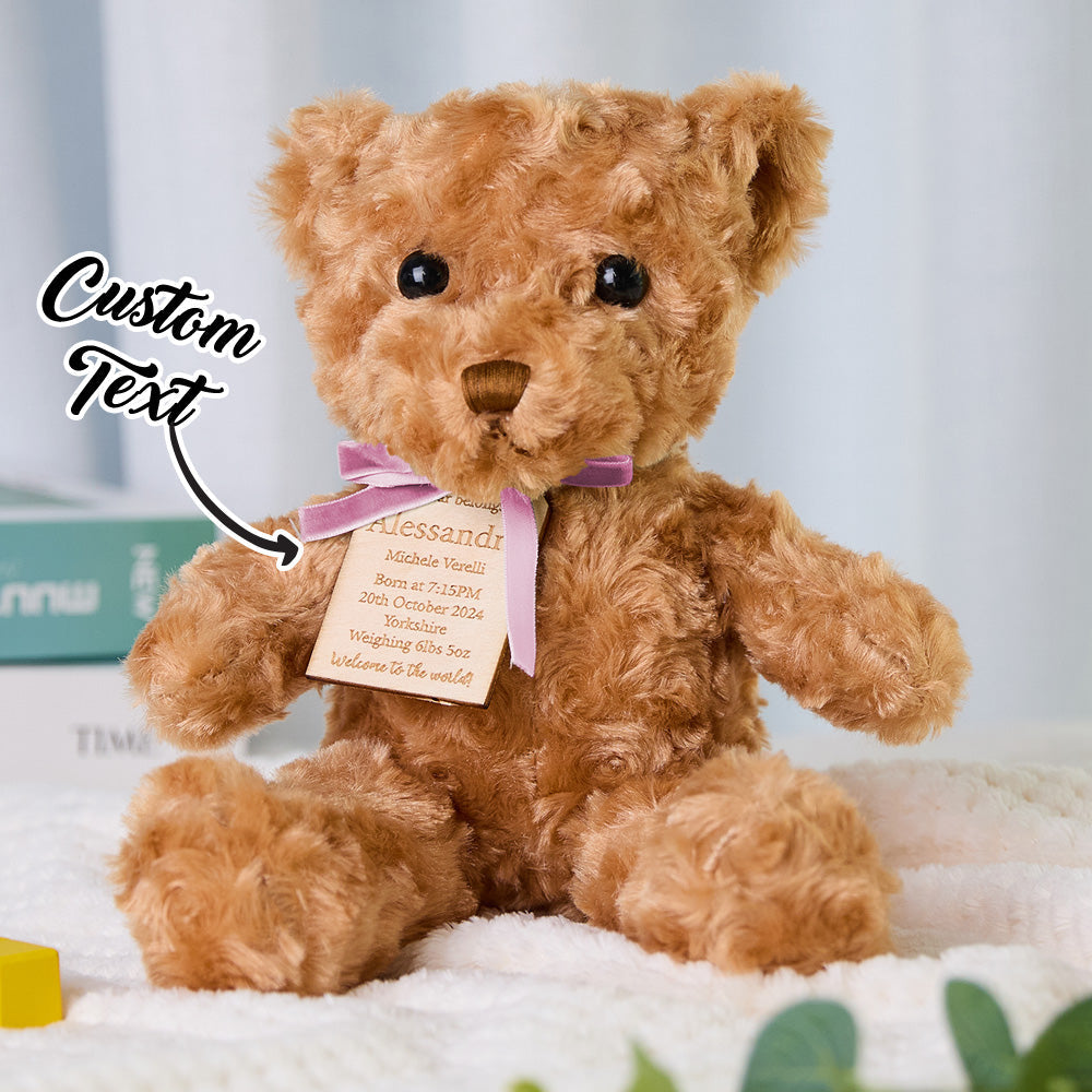 Personalized Bear Plush Birth Stats Stuffed Animal Birth Announcement Gifts