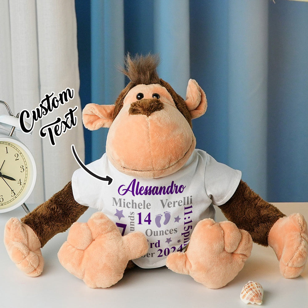 Personalized Animal Plush Stuffed Toy Birth Announcement Gift for Baby Shower