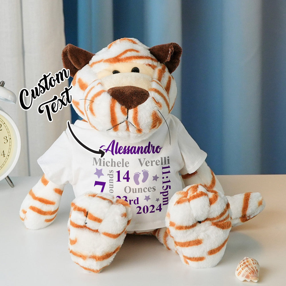 Personalized Animal Plush Stuffed Toy Birth Announcement Gift for Baby Shower