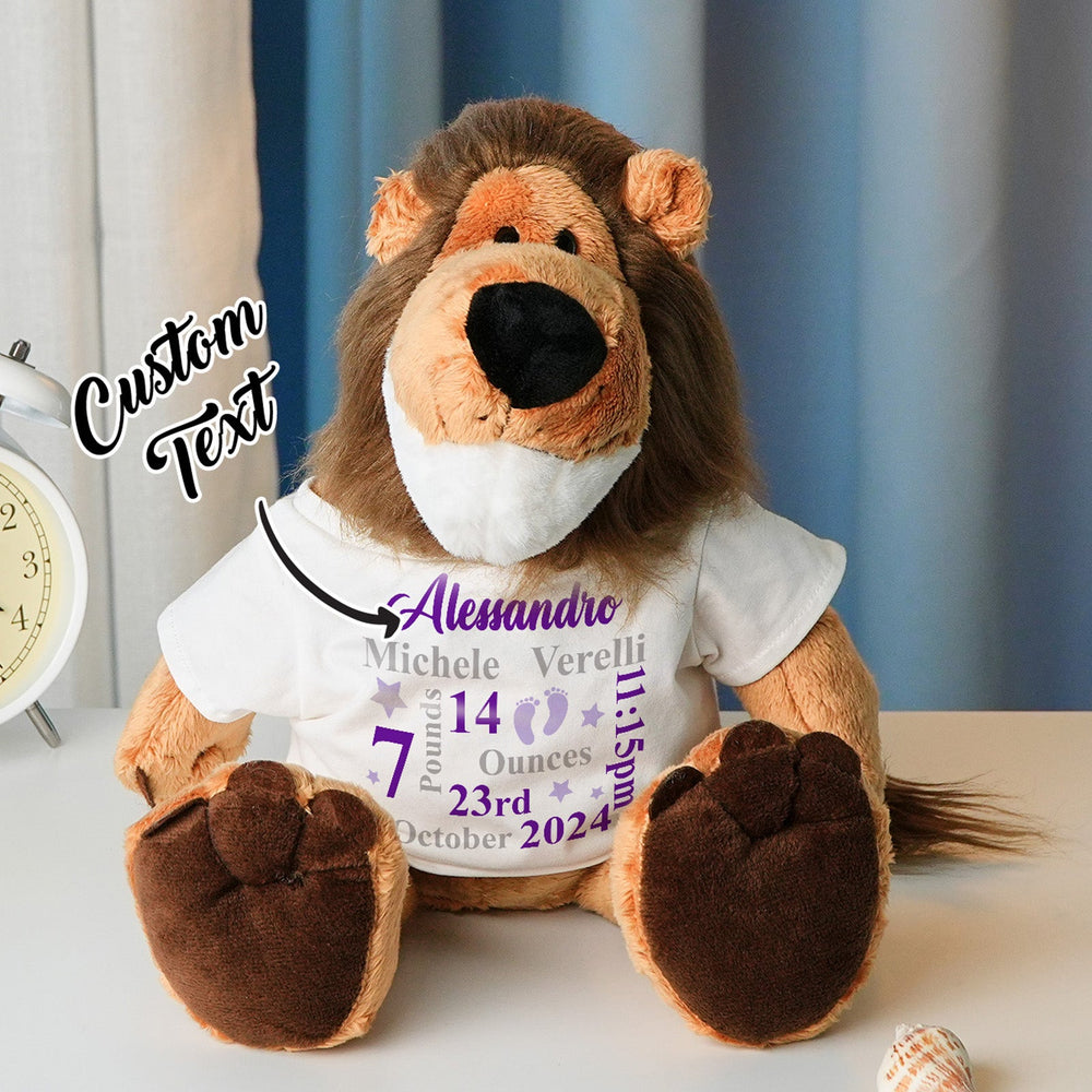 Personalized Animal Plush Stuffed Toy Birth Announcement Gift for Baby Shower