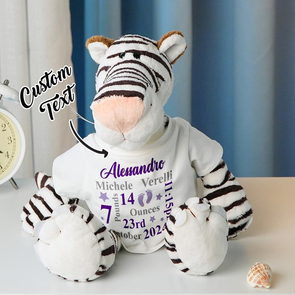 Personalized Animal Plush Stuffed Toy Birth Announcement Gift for Baby Shower