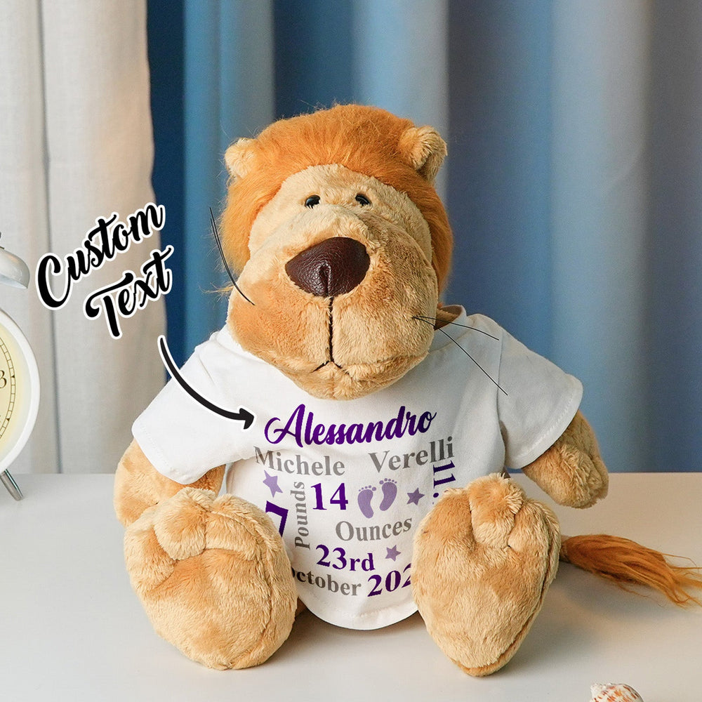 Personalized Animal Plush Stuffed Toy Birth Announcement Gift for Baby Shower