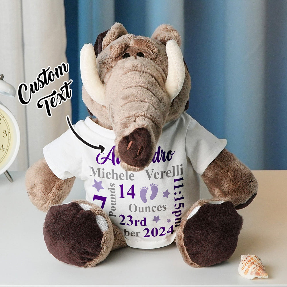 Personalized Animal Plush Stuffed Toy Birth Announcement Gift for Baby Shower