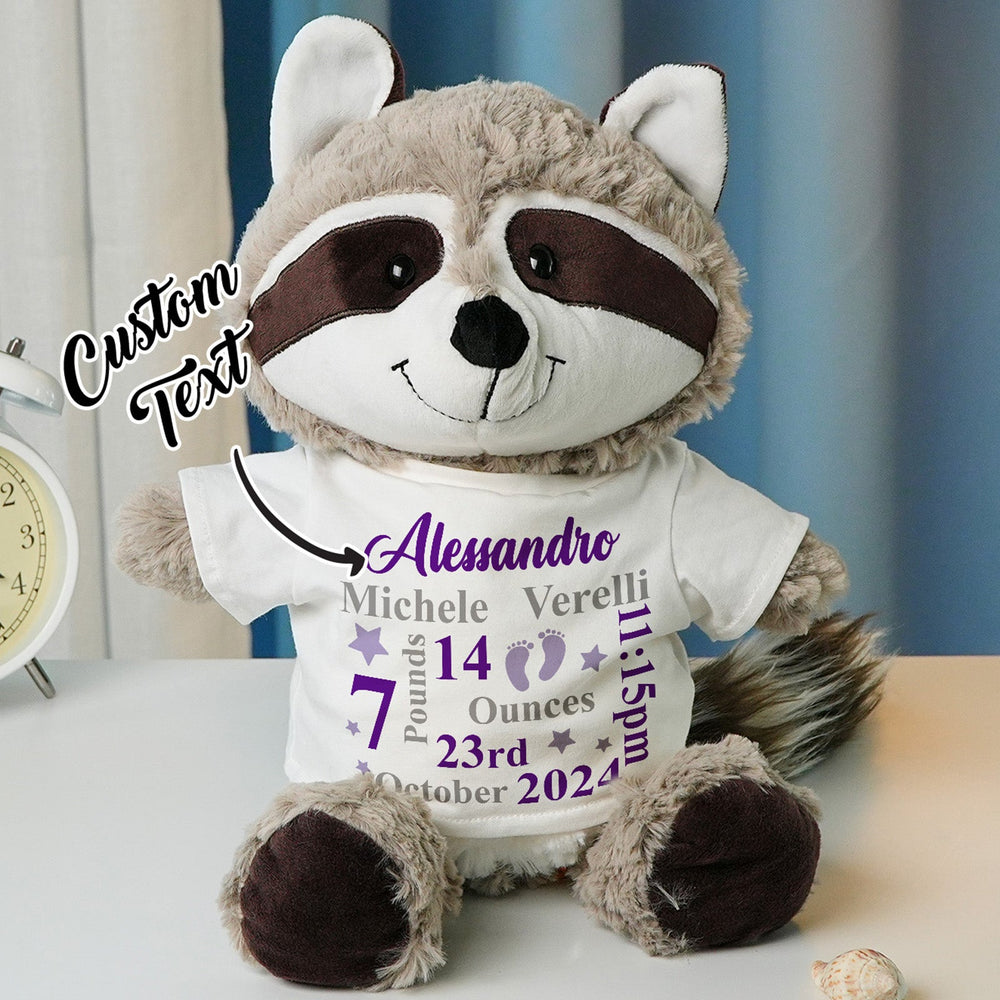 Personalized Animal Plush Stuffed Toy Birth Announcement Gift for Baby Shower