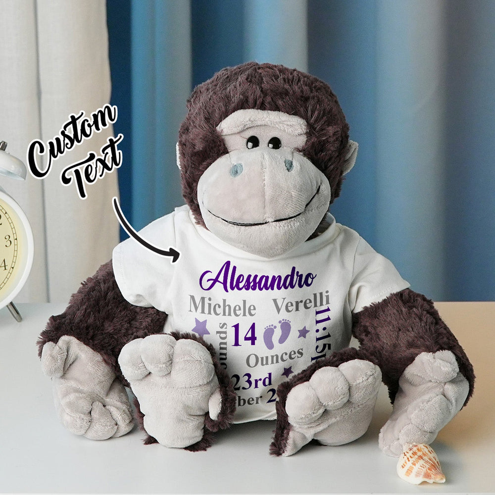 Personalized Animal Plush Stuffed Toy Birth Announcement Gift for Baby Shower