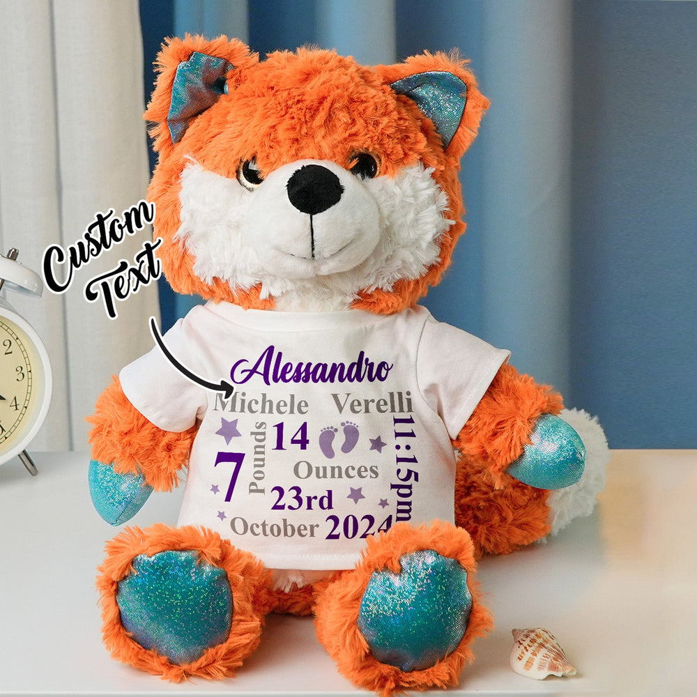 Personalized Animal Plush Stuffed Toy Birth Announcement Gift for Baby Shower