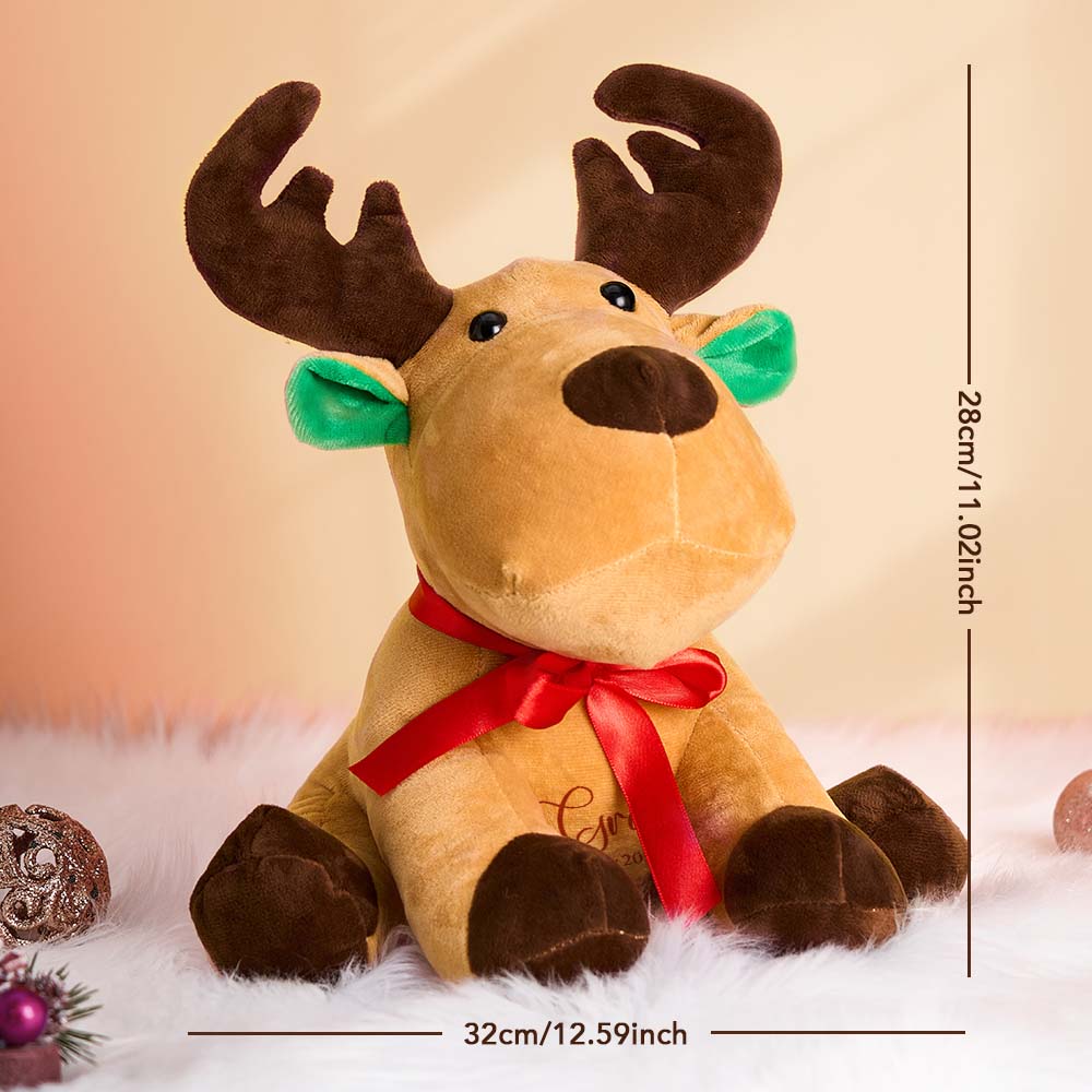 Personalized Moose Plush Stuffed Toy with Custom Text Gift for Baby Shower