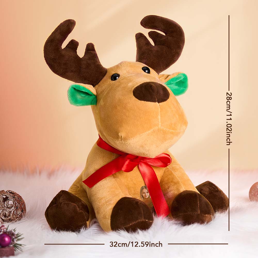 Personalized Moose Plush Stuffed Toy with Custom Text and Face Gift for Kids