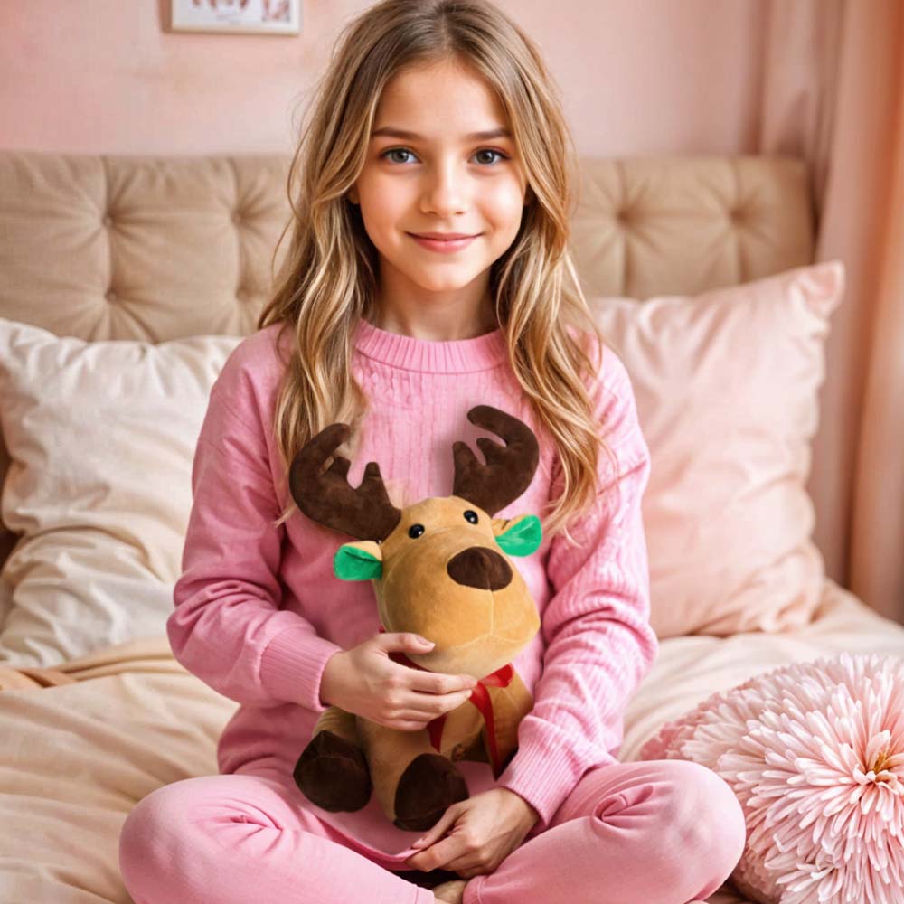 Personalized Moose Plush Stuffed Toy with Photo Gift for Kids