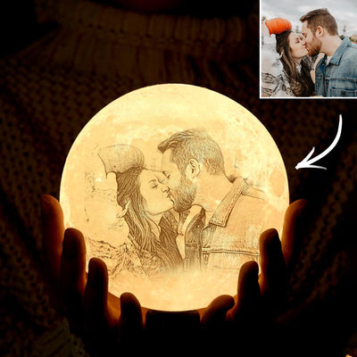 Halloween Gifts Custom Photo Lamp 3D Printed Moon Lamp 2 Colors for Love - mysiliconefoodbag