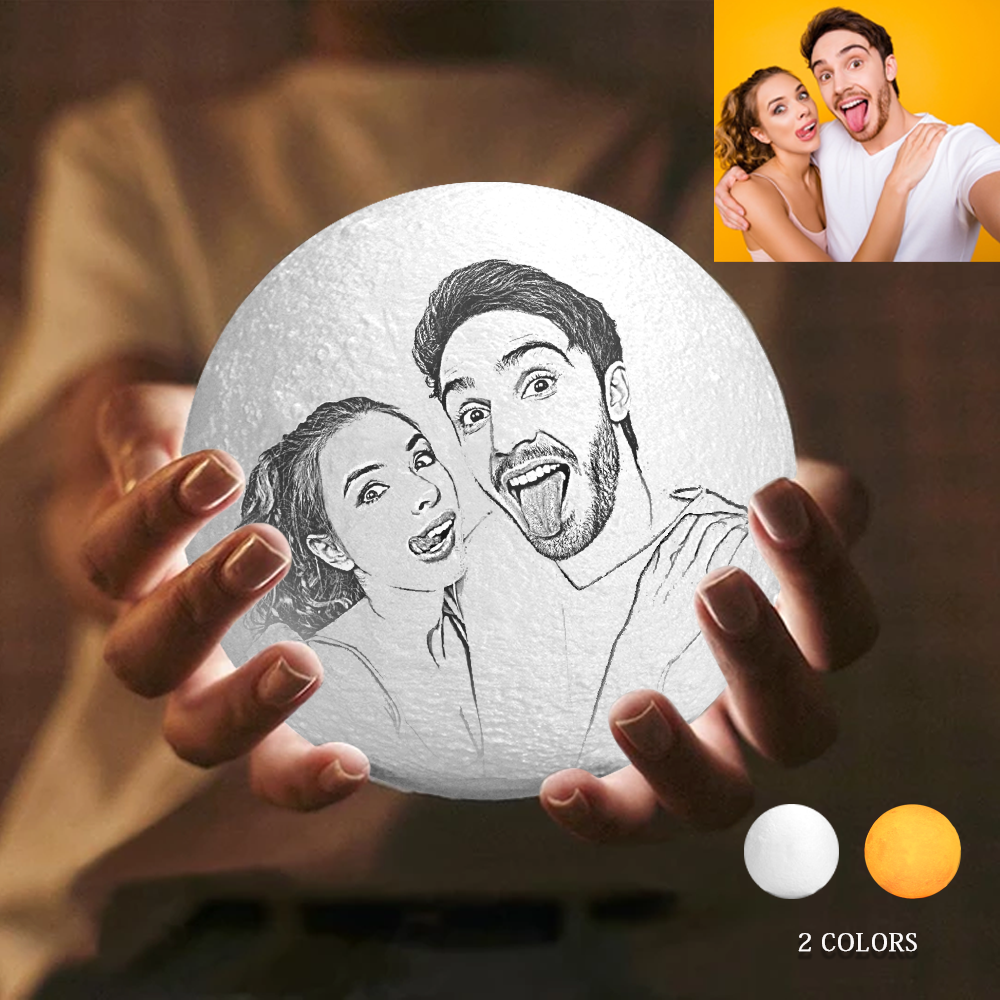 Personalized Lover Creative 3D Print photo Moon Lamp,Engraved Lamp - Touch Two Colors