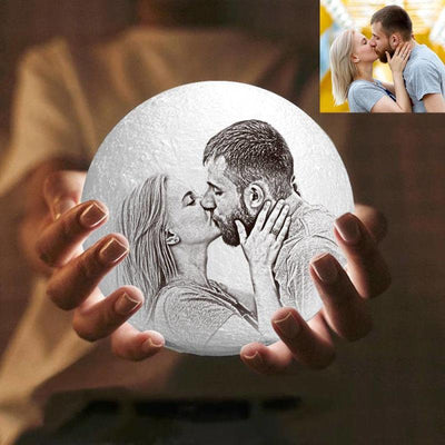 Personalized Lover Creative 3D Print photo Moon Lamp,Engraved Lamp - Touch Two Colors - mysiliconefoodbag