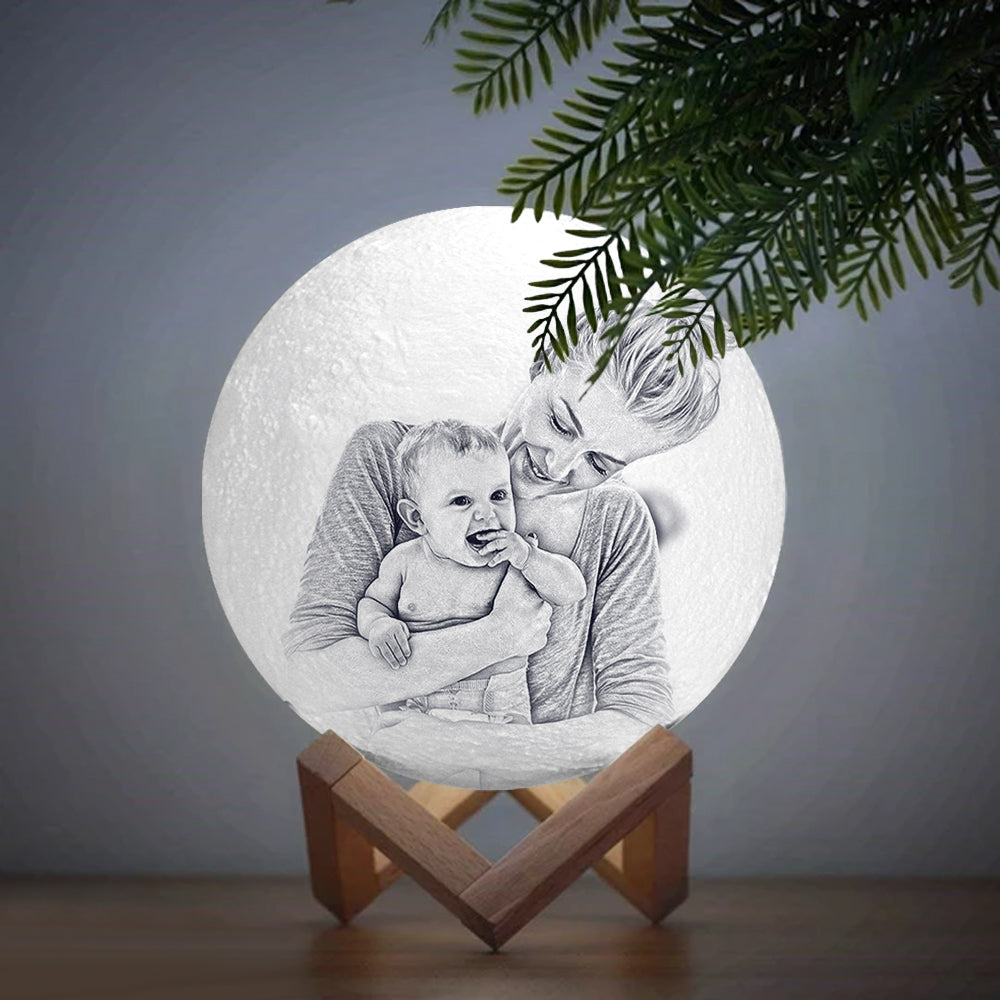 Gift for Mom Photo Moon Lamp Personalized 3D Printed Picture Light Moon Painting Light Gifts for Mom