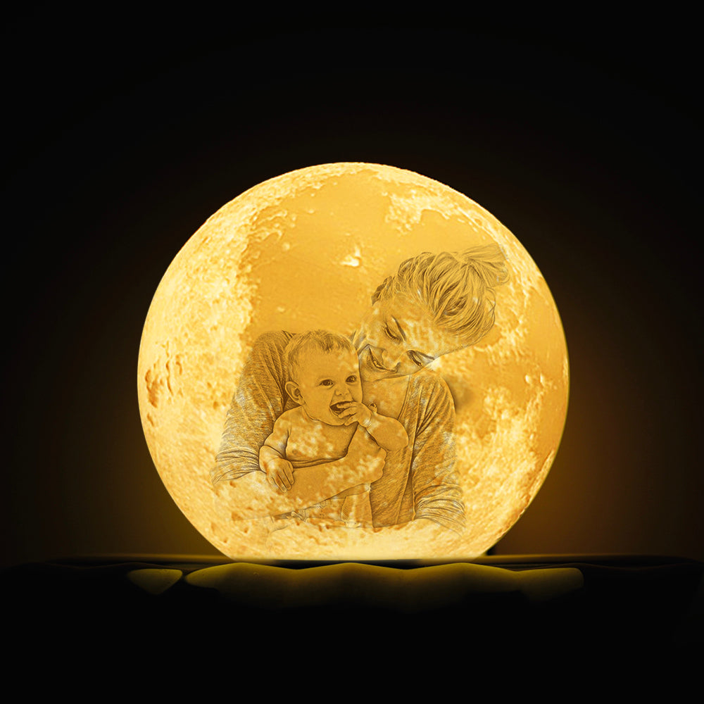 Gift for Mom Photo Moon Lamp Personalized 3D Printed Picture Light Moon Painting Light Gifts for Mom