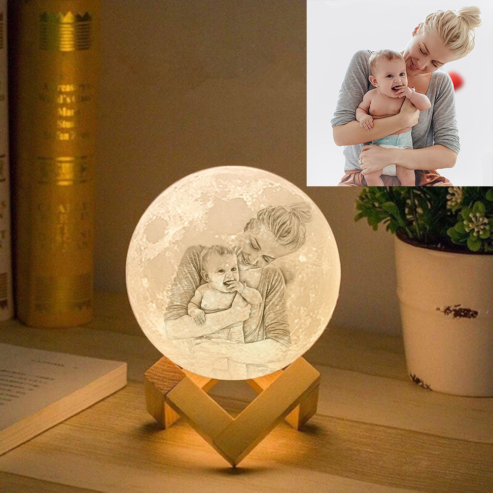 Gift for Mom Photo Moon Lamp Personalized 3D Printed Picture Light Moon Painting Light Gifts for Mom