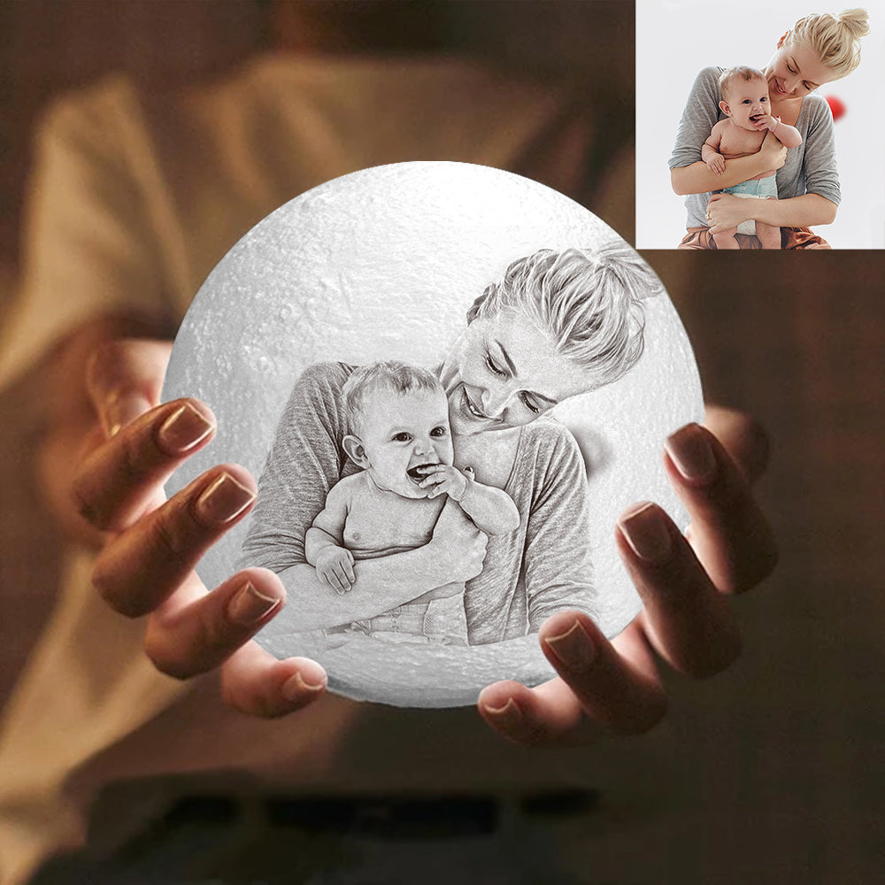 Photo Moon Lamp Personalized 3D Printed Picture Light Moon Painting Light Gifts for Mom