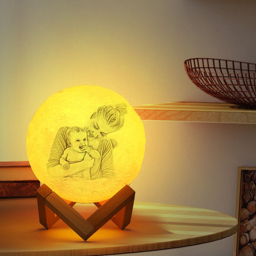 Gift for Mom Photo Moon Lamp Personalized 3D Printed Picture Light Moon Painting Light Gifts for Mom