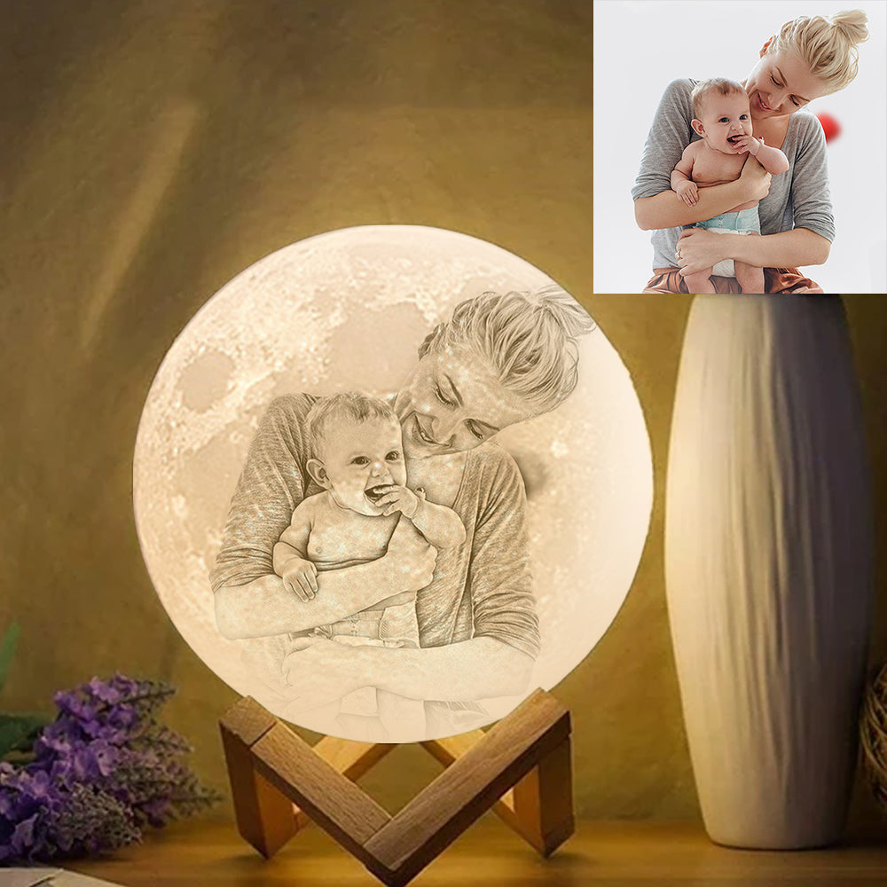 Gift for Mom Photo Moon Lamp Personalized 3D Printed Picture Light Moon Painting Light Gifts for Mom