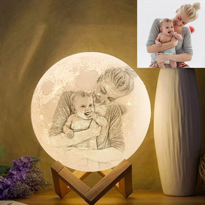 Gift for Mom Photo Moon Lamp Personalized 3D Printed Picture Light Moon Painting Light Gifts for Mom - mysiliconefoodbag