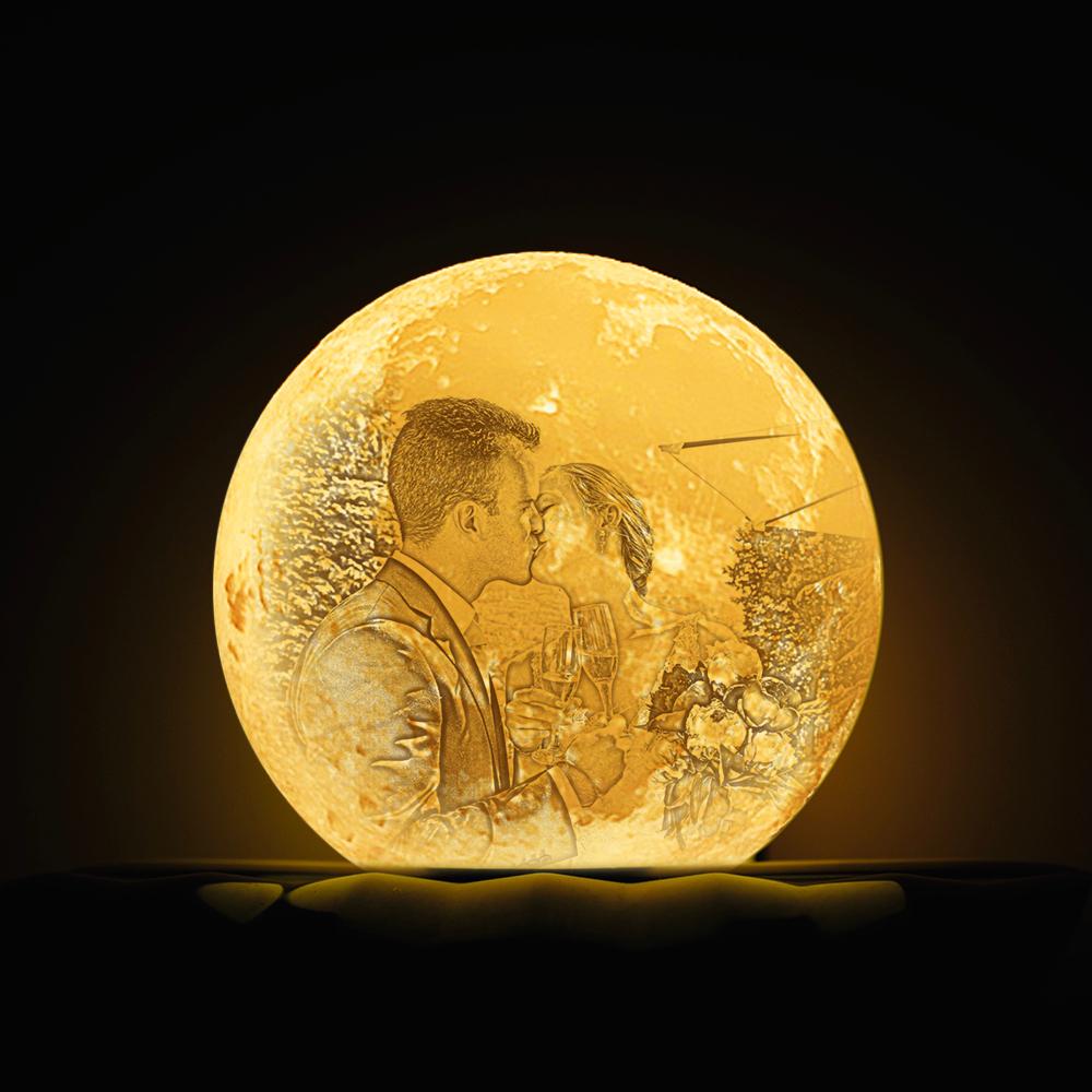 Anniversary Gifts, Moon Photo Lamp Shades Personalized Picture Light & Engraving Custom 3D Print Luna Light Painting Light