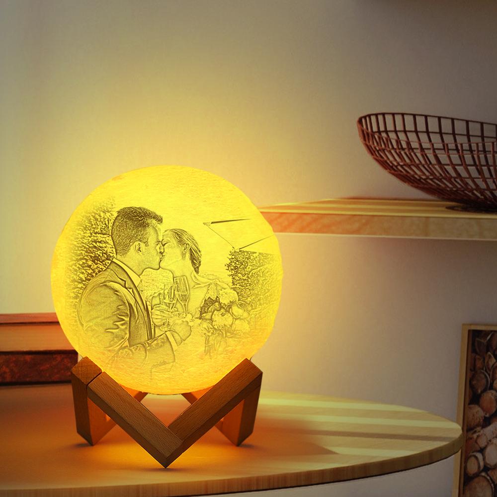 Anniversary Gifts Moon Photo Lamp Shades Personalized Picture Light & Engraving Custom 3D Print Luna Light Painting Light for Her