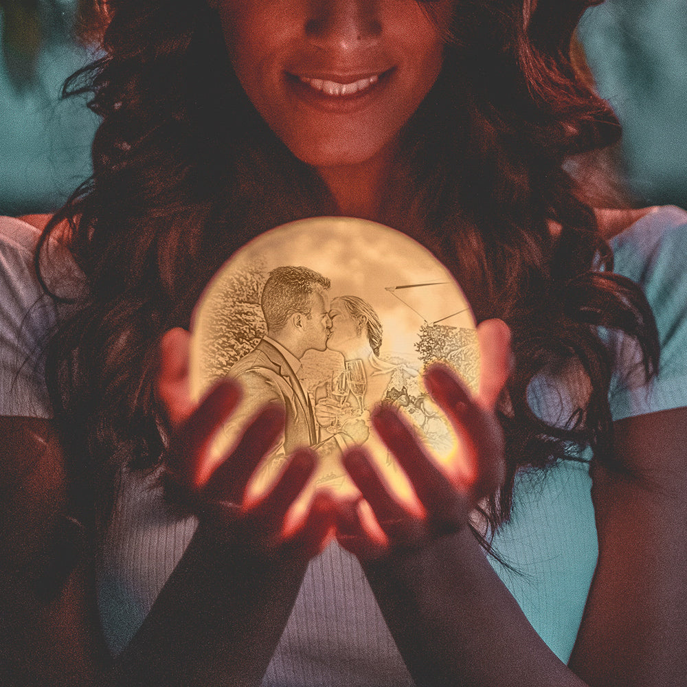 Gifts for Her Personalized Moon Lamp Photo & Engraving Custom 3D Print Luna Light