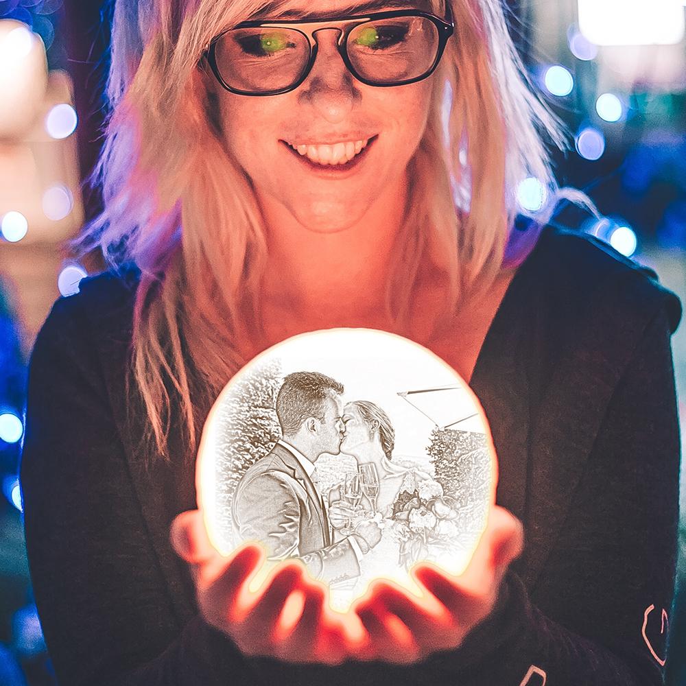 Custom 3D Print Couple Photo Moon Lamp Canada Picture Light Personalized Engraved Moon Lamp Gift For Him/Her Date Night Ideas