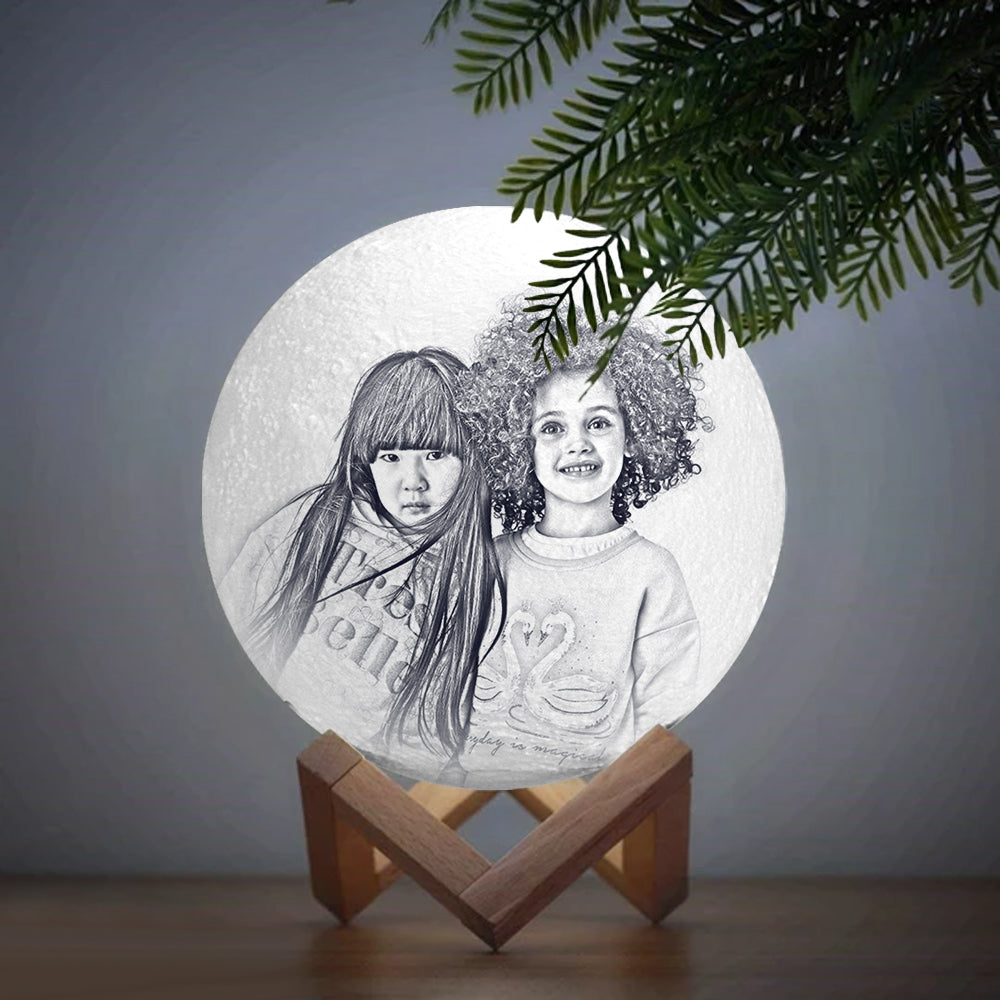 Gifts for Men Personalized Photo Moon Lamp 3D Printed Engraved Name Light(10CM-15CM)