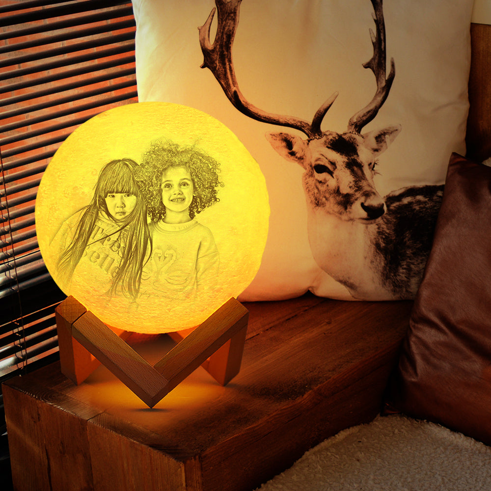 Gifts for Men Personalized Photo Moon Lamp 3D Printed Engraved Name Light(10CM-15CM)