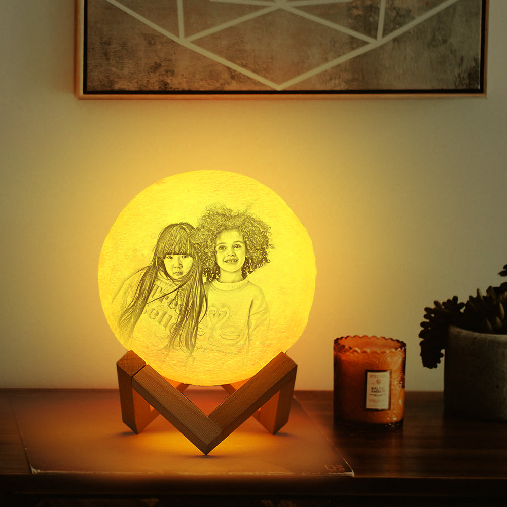 Gifts for Men Personalized Photo Moon Lamp 3D Printed Engraved Name Light(10CM-15CM)