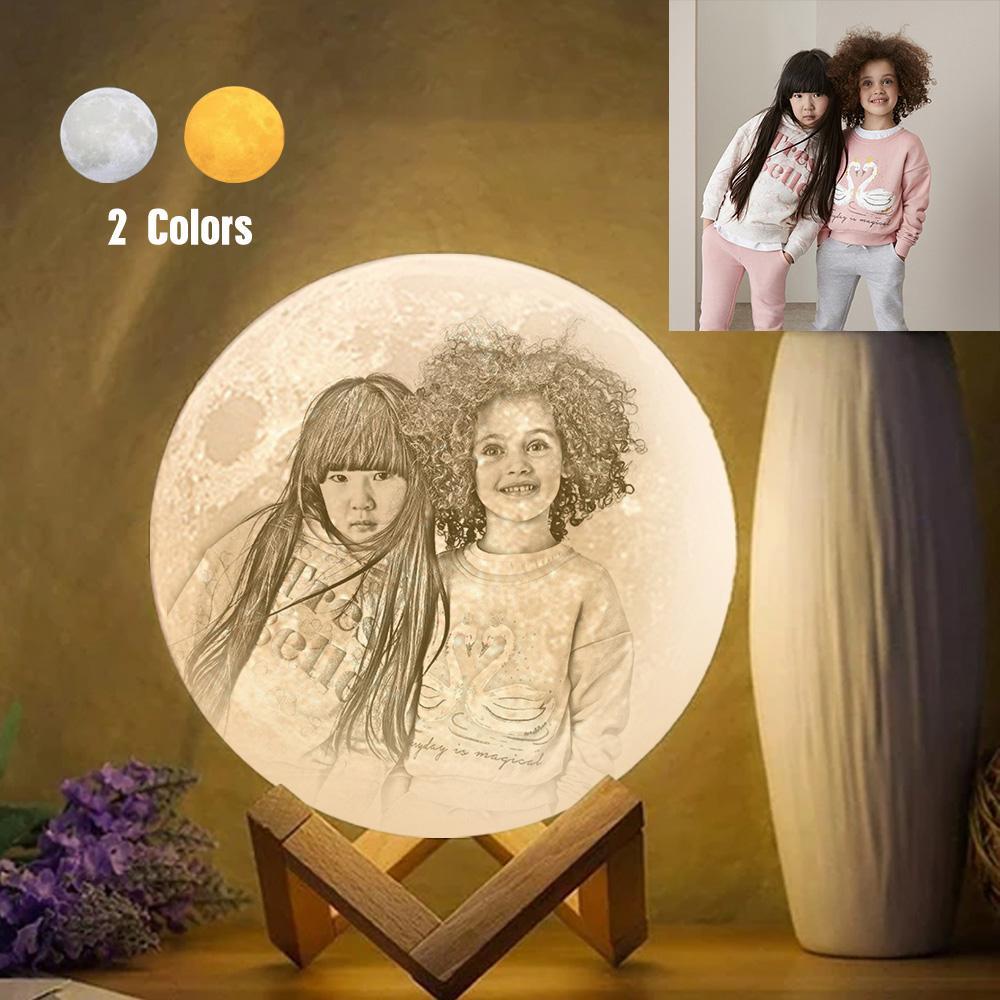 Personalized Creative 3D Print photo Moon Lamp, Engraved Lamp, Gift For Friend - Touch Two Colors