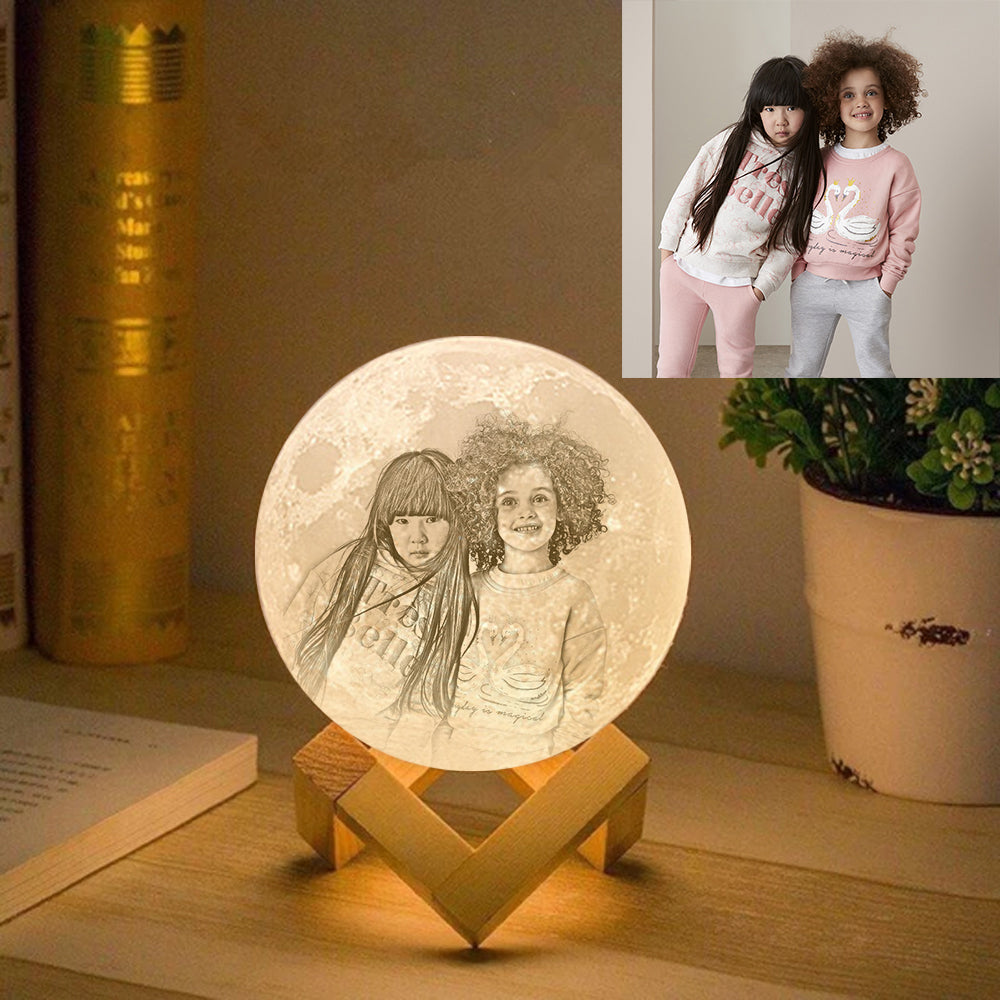 Gifts for Men Personalized Photo Moon Lamp 3D Printed Engraved Name Light(10CM-15CM)