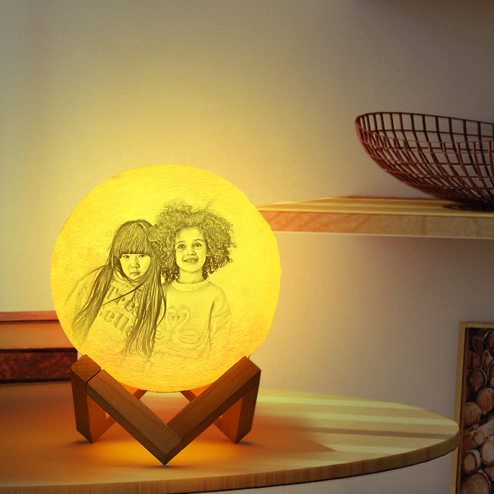 Gifts for Men Personalized Photo Moon Lamp 3D Printed Engraved Name Light(10CM-15CM)