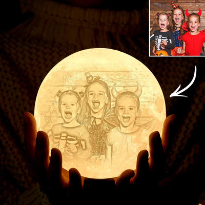 Halloween Gifts 2 Colors Custom Photo Lamp 3D Printed and Engraved Moon Lamp - mysiliconefoodbag