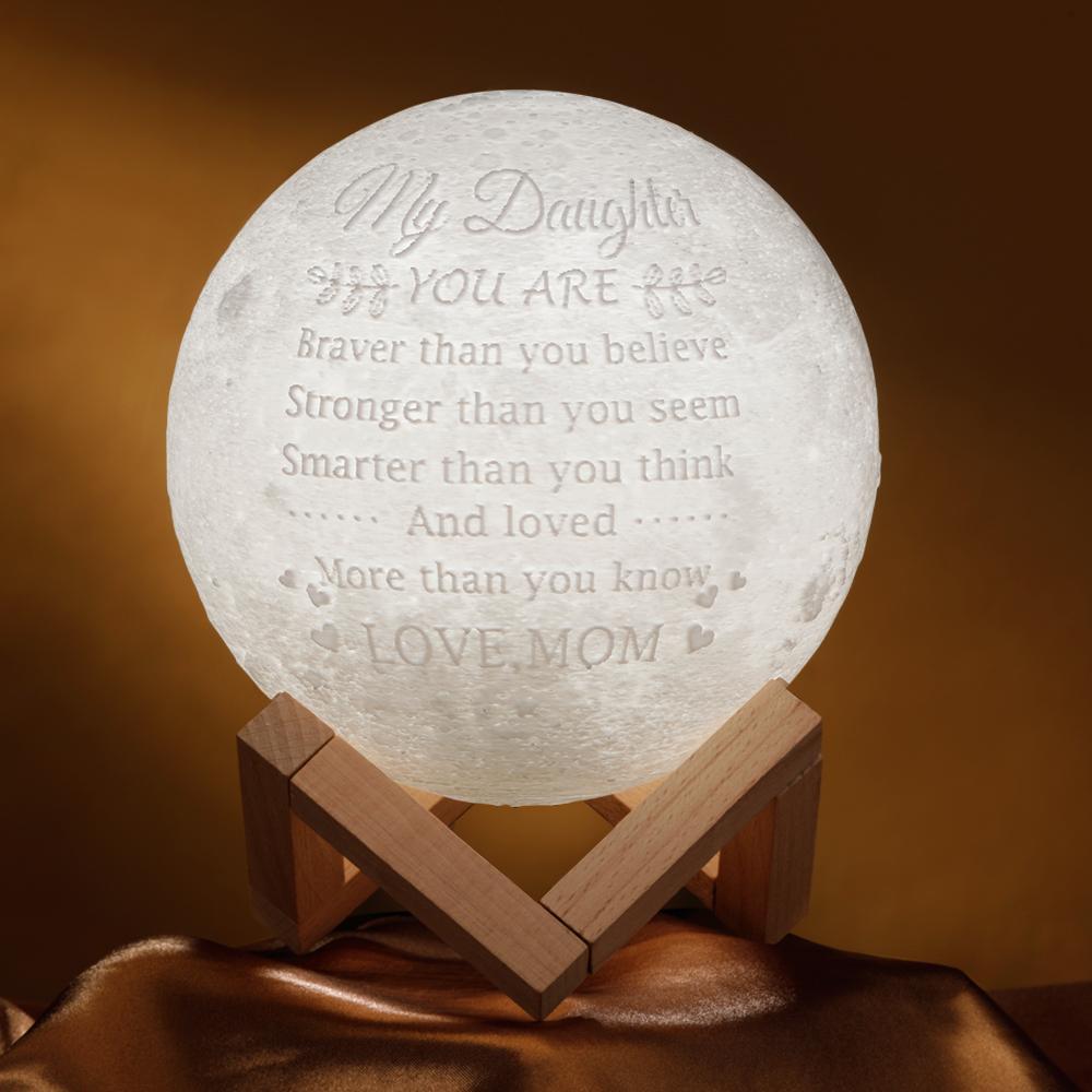 Gifts for Daughter Custom Engraved Moon Lamp, Personalized 3D Moon Lamp - Touch Two Colors 15cm