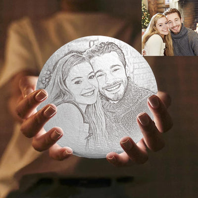 Moon Lamp Personalized With Picture & Engraving Custom 3D Print Luna Light for Her Anniversary Gifts - mysiliconefoodbag